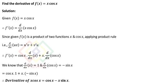Find the derivative of f(x) =x cosx – Yawin