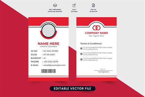 Creative business ID card design with photo placeholder for office or academic uses. Identity ...