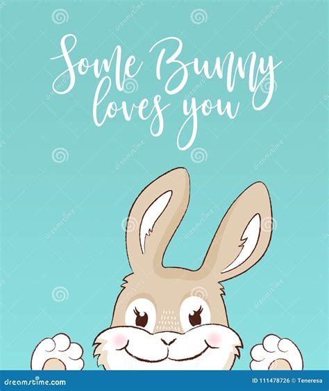 Some Bunny Loves You Greeting Card Stock Vector - Illustration of funny ...