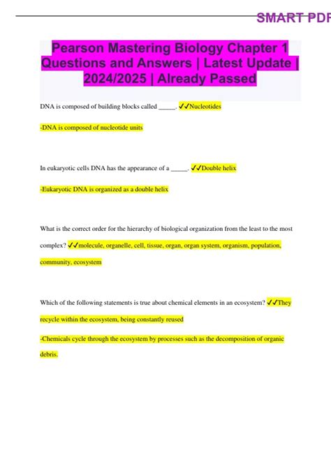 Pearson Mastering Biology Chapter 1 Questions and Answers | Latest Update | 2024/2025 | Already ...