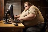 AI generated Fat man computer night work. Generate Ai 39547133 Stock ...