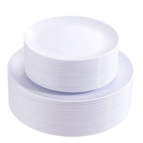 PULOTE 100PCS White Plastic Plates-Premium Quality Heavyweight White ...
