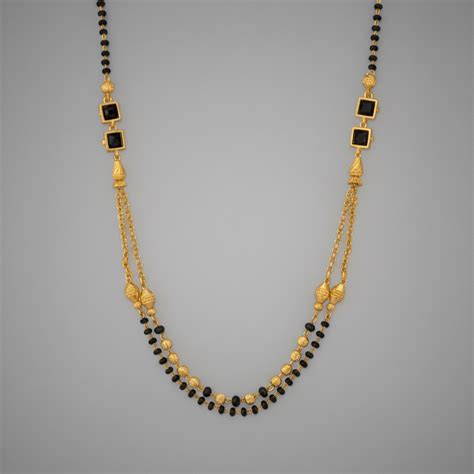Modern Layered Double Strand Mangalsutra with Black Stones – Vrumaira
