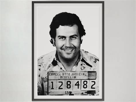 Pablo Escobar Mugshot Poster, Black and White, Vintage Print, Celebrit ...