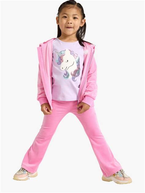 Lindex Kids' Velour Elasticated Flared Leggings, Pink