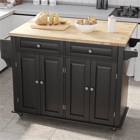 Amazon.com: Rolling Kitchen Island with Drop Leaf – Movable Kitchen ...