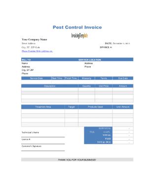 Pest Control Work Order Template - Fill and Sign Printable Template Online