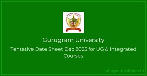 Gurugram University: Tentative Date Sheet Dec 2025 for UG & Integrated ...
