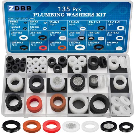 TWCC 115 Plumbing Assorted Rubber Washers Kit and Silicone Hose O Ring ...