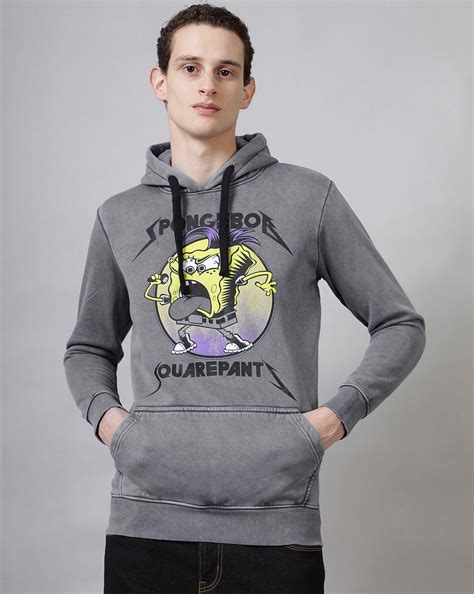Sponge Bob Squarepants Printed Regular Fit Hoodie For Men – Free Authority