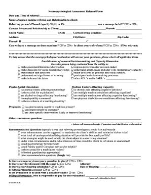 Neuropsychological Assessment Referral Form - Uccs - Fill and Sign ...