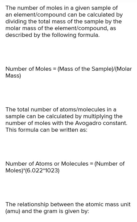 Can you list all the formulas related to mole concept for Grade 11 ...