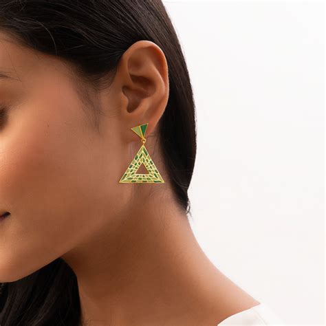 Triangular Energy Generator Earrings - Green – Self Love Jewels