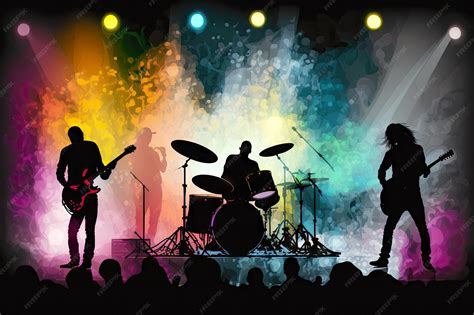 Premium Photo | Musicians playing in rock band at concert on sound ...