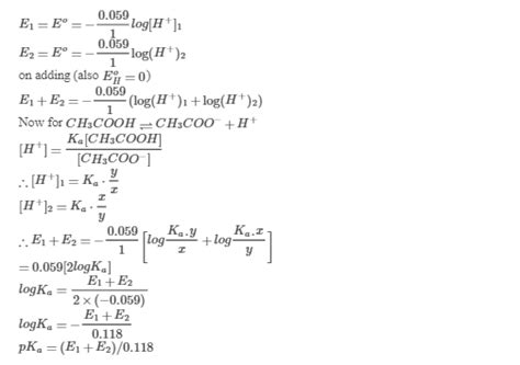 A hydrogen electrode placed in a buffer solution of CH 3 COONa and ...
