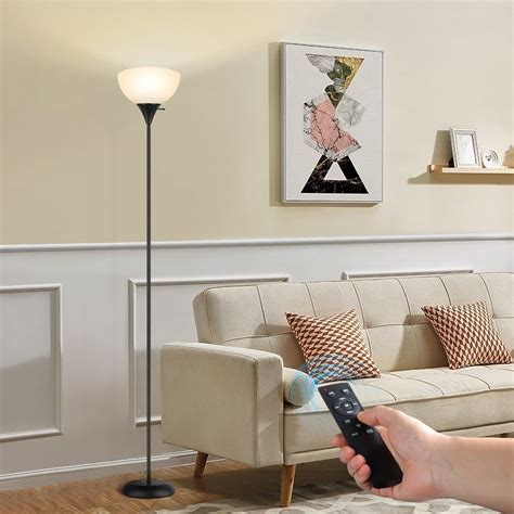 "OUTON 71"" Dimmable LED Torchiere Floor Lamp, Black with Remote, 4 ...