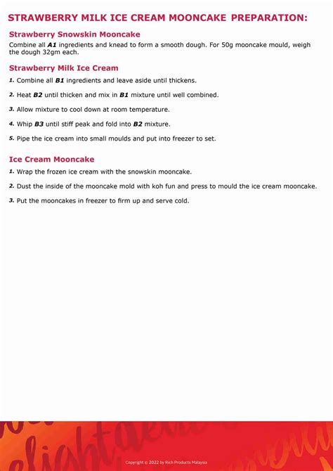 Strawberry Milk Ice Cream Mooncake - Rich Products Malaysia