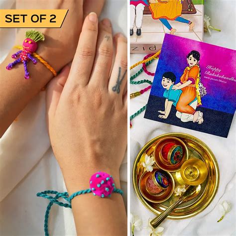 Buy 2 pc Rakhi + Brass Thali Set | Premium Guddu & Laddoo Beaded Rakhi ...