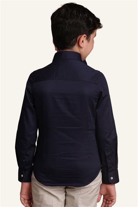 Buy Boys Navy Blue Pintuck Slim Fit Shirt | One Friday
