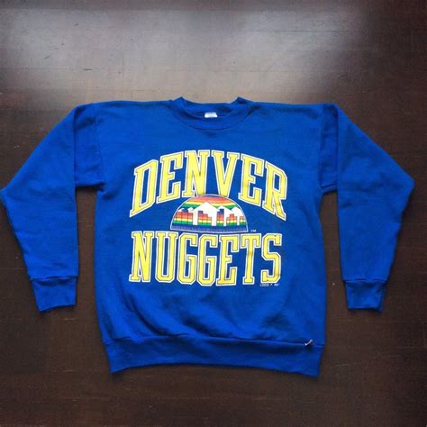 Vintage Denver Nuggets NBA 80s Logo 7 Royal Blue Sweatshirt Mens L Fits ...