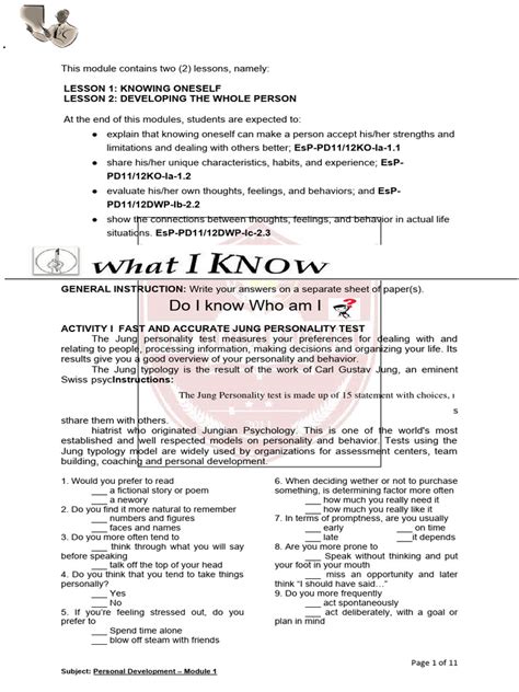 Module 1 Personal Development with Answer 的图像结果