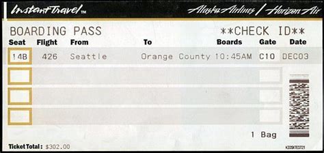 ALASKA AIRLINES BOARDING PASS