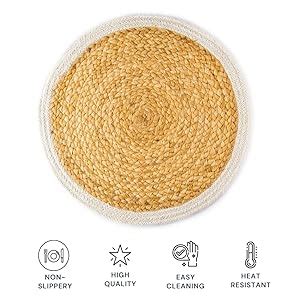 Buy PRADECOR Jute Dining Table Mats – Placemats - Heat Resistant ...