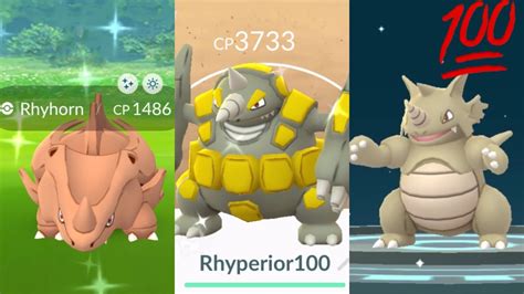 100 IV SHINY RHYHORN IN POKÉMON GO!! Max CP Shiny Rhyperior Evolution ...