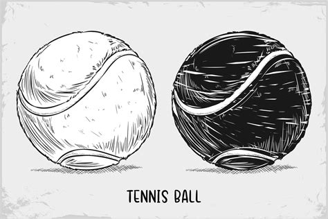 Hand drawn Tennis ball sketch isolated on white background, Detailed ...