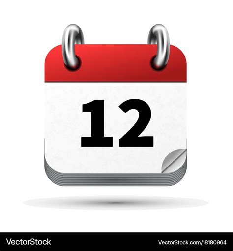 Bright realistic icon of calendar with 12 date Vector Image