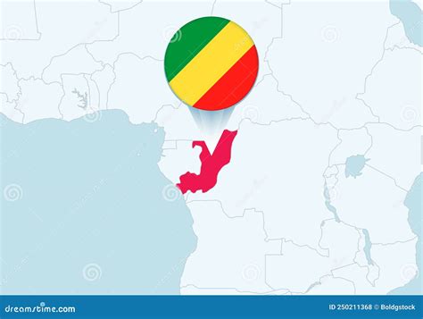 Africa with Selected Congo Map and Congo Flag Icon Stock Vector ...