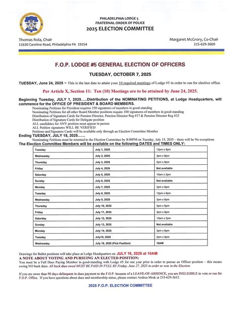 2025 ELECTION COMMITTEE - FOP LODGE 5