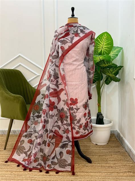 Exclusive Banarasi Kota Doria Digital Print 3 pc Unstitched Salwar Suit ...