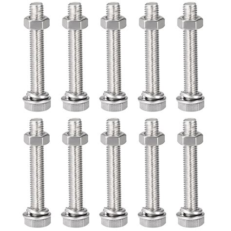 Buy uxcell M8 x 50mm Hex Head Screws Bolts, Nuts, Flat & Lock Washers ...