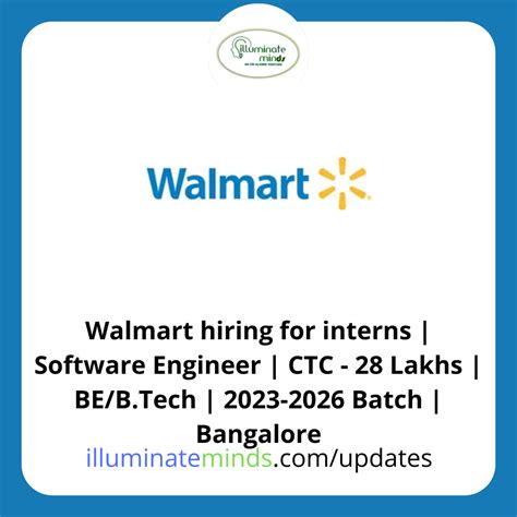 Walmart hiring for interns | Software Engineer | CTC - 28 Lakhs | BE/B ...