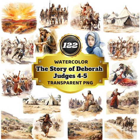 122 Watercolor Cliparts of the Story of Deborah - Judges 4-5 - Inspirational Biblical ...