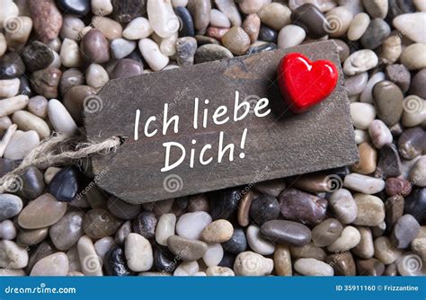 I Love You Card with German Text and a Red Heart on a Wooden Sign ...