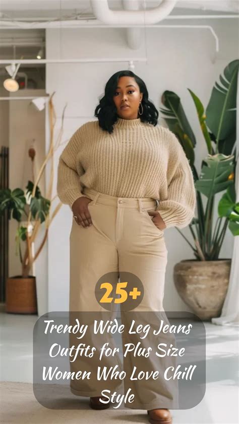 25+ Trendy Wide Leg Jeans Outfits for Plus Size Women Who Love Chill ...