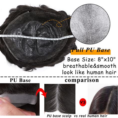 Buy S-noilite Curly Mens Toupee Human Hair Toupee Hairpiece for Men PU ...