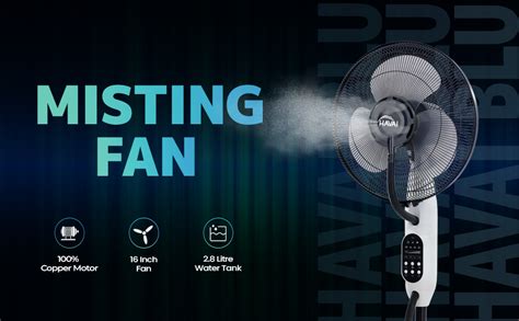 Buy HAVAI Blu 16 BLDC Mist Pedestal Fan | Remote-Controlled | 2.8 Litre ...