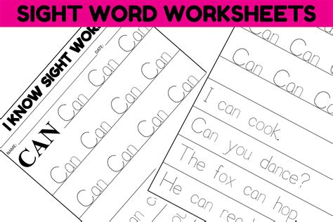 Sight Word Practice Worksheet - CAN Graphic by Sarita_Kidobolt ...