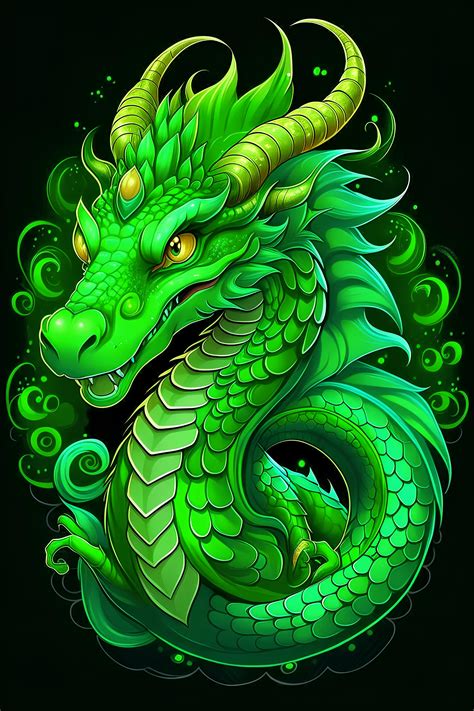 Sweet Green Dragon AI Generated Year Of The Dragon. Chinese New Year.