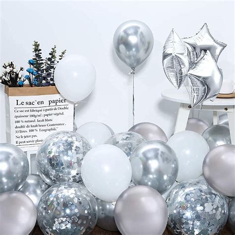 Buy iZoeL Silver Birthday Party Decoration Silver Balloon Arch Garland ...