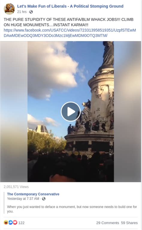 Fake Video: Man “Defacing” French Monument