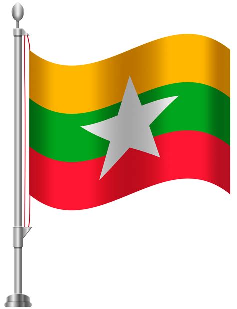 Myanmar Flag, Star, Yellow, National Emblem, Red PNG