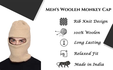 Buy Gajraj Unisex Pure Wool Monkey Cap (Beige), Free Size at Amazon.in