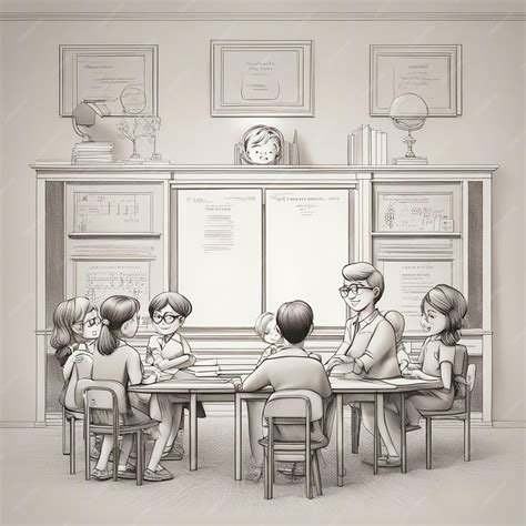Premium AI Image | teacher with students on a single table drawing for ...