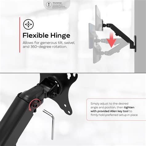 Adjustable Monitor Arm Wall Mount (Black) — CTA DIGITAL