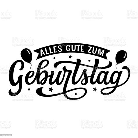 Happy Birthday In German Hand Lettering Stock Illustration - Download ...