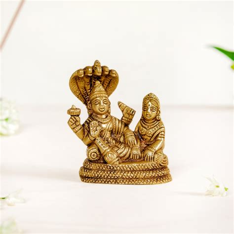 Brass Idol Of Lord Vishnu And Laxmi On Sheshnag Online - Premium ...
